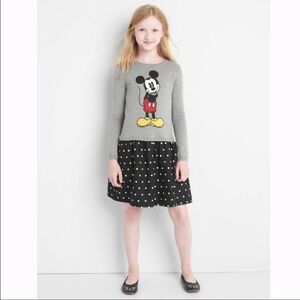 Gap Kids Mickey Mouse Sweater Polka Dot Dress Size XS 4-5 Cotton Gray